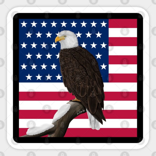 Bald Eagle Bird Illustration Stars&Stripes Sticker by jzbirds